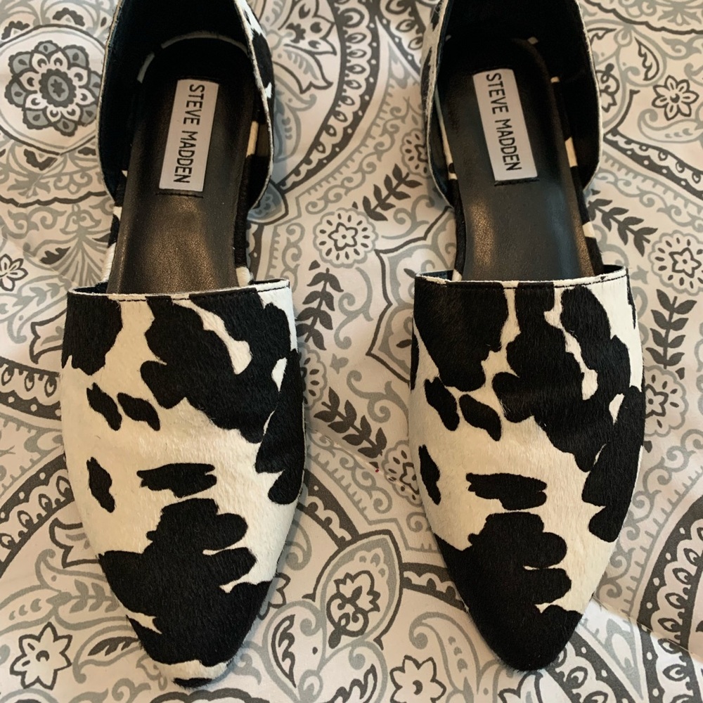 Steve Madden Talent-A d’orsay Cow Print Flat NWOT